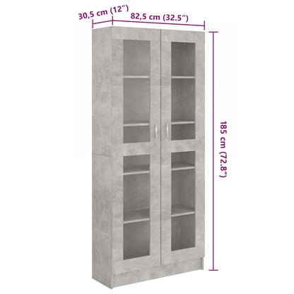Vitrine Cabinet Concrete Grey 82.5x30.5x185 cm Engineered Wood