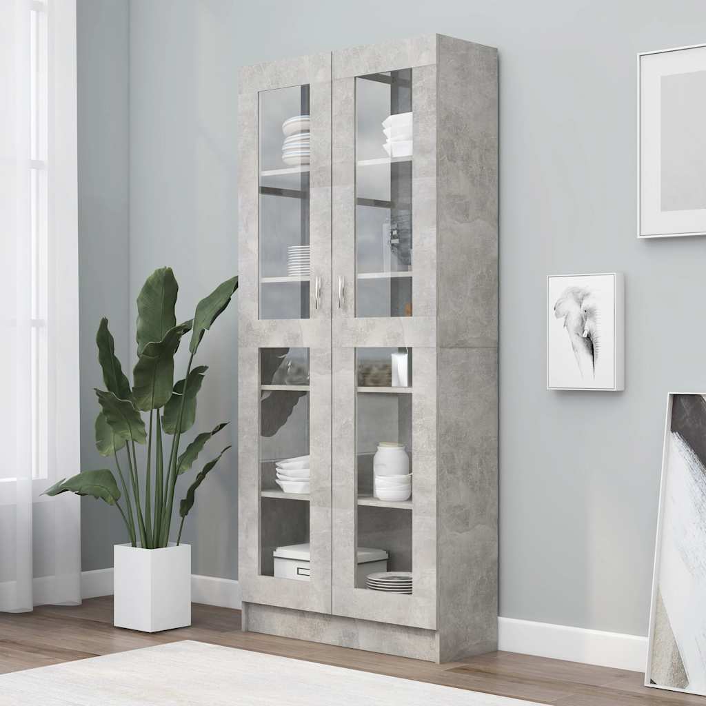 Vitrine Cabinet Concrete Grey 82.5x30.5x185 cm Engineered Wood