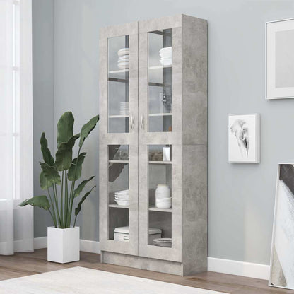 802772 vidaXL Vitrine Cabinet Concrete Grey 82,5x30,5x185 cm Engineered Wood