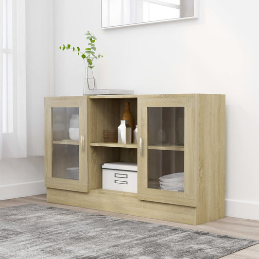 802789 vidaXL Vitrine Cabinet Sonoma Oak 120x30,5x70 cm Engineered Wood