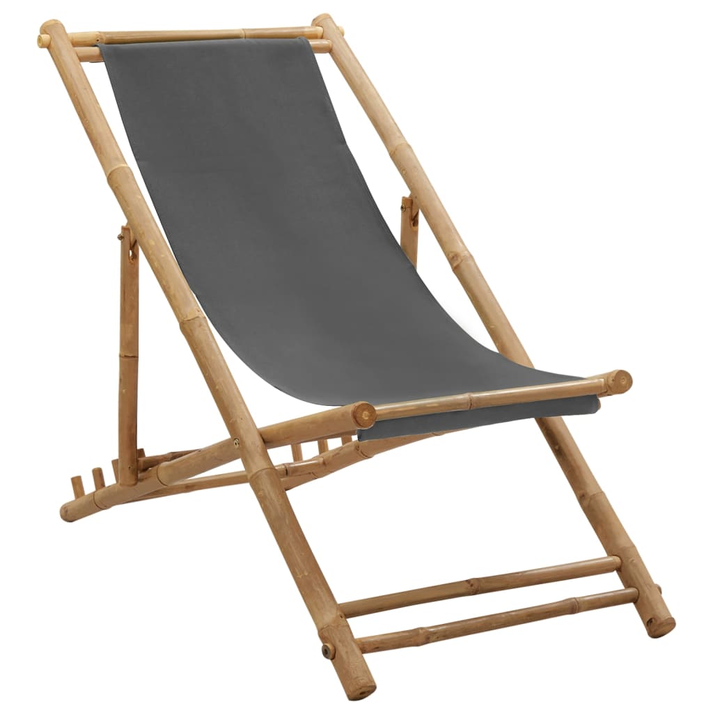Deck Chair | Dark Grey | Bamboo and Canvas (100% Polyester) | Standard
