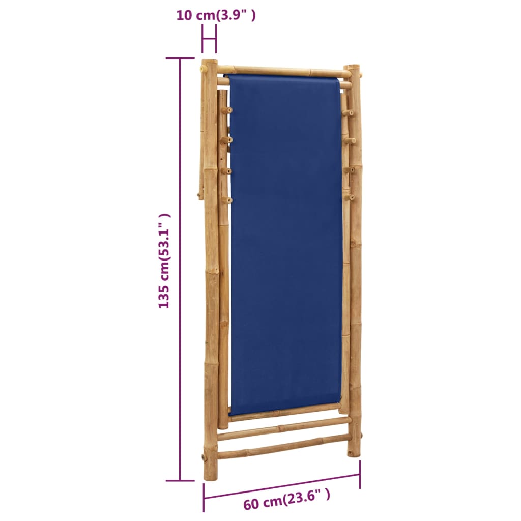 Beach Chair | Navy Blue | Bamboo | Compact | Foldable | Beach Chair