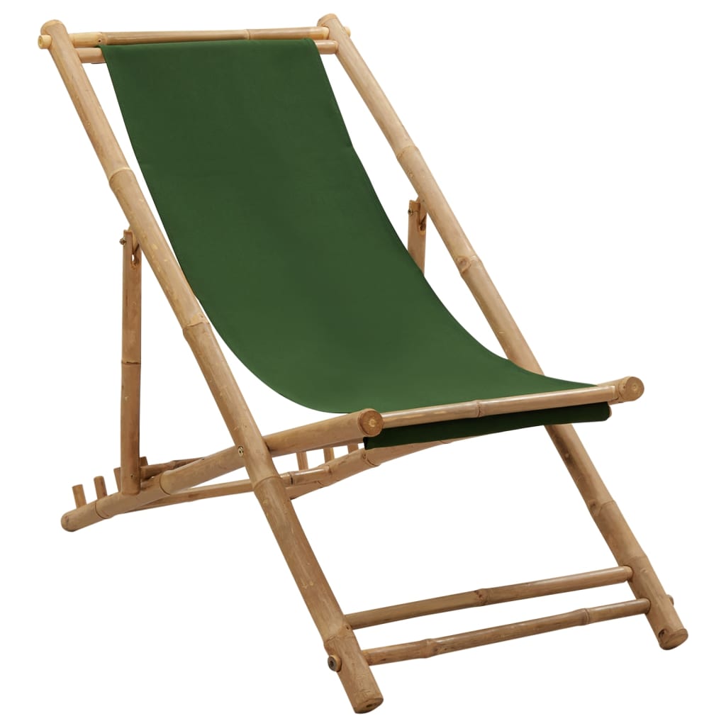 Beach Chair | Green | Bamboo and canvas | Perfect for adults | Foldable