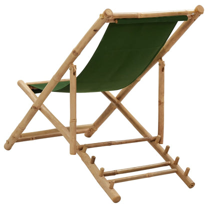 Beach Chair | Green | Bamboo and canvas | Perfect for adults | Foldable