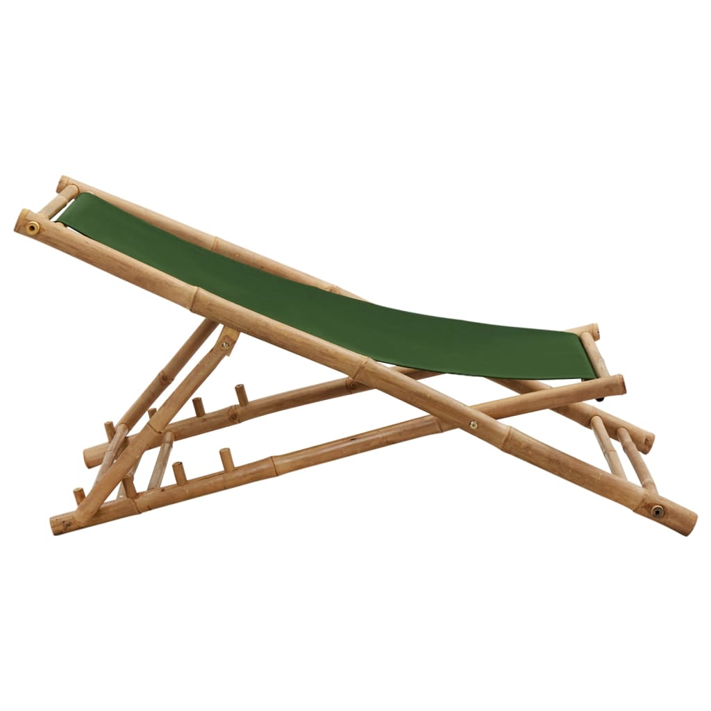 Beach Chair | Green | Bamboo and canvas | Perfect for adults | Foldable