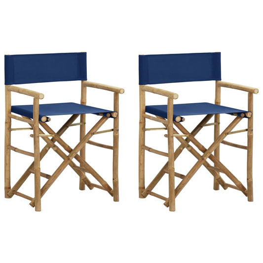 Director's Chair | Set of 2 | Blue | Bamboo | Standard | Foldable