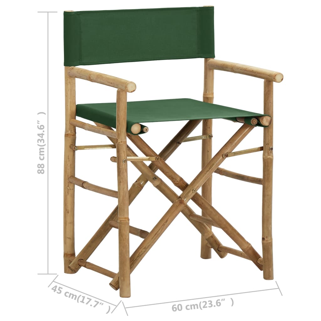 Directors Chair | Set of 2 | Green | Bamboo, fabric (100% polyester)
