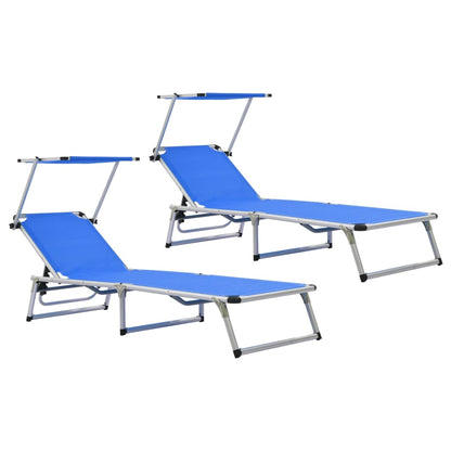 Sun Lounger | Blue | Aluminium, Textilene | Standard | Foldable