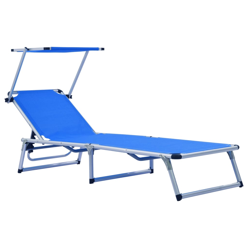 Sun Lounger | Blue | Aluminium, Textilene | Standard | Foldable