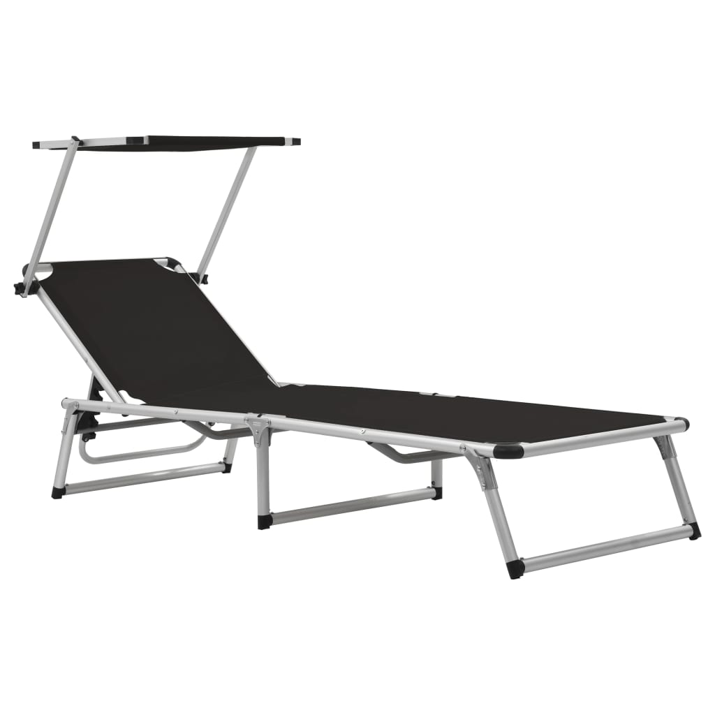 Sun Lounger | Black | Aluminium, Textilene | Standard adult size