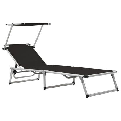 Sun Lounger | Black | Aluminium, Textilene | Standard adult size