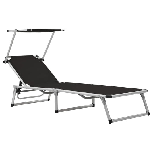 Sun Lounger | Black | Aluminium, Textilene | Standard adult size