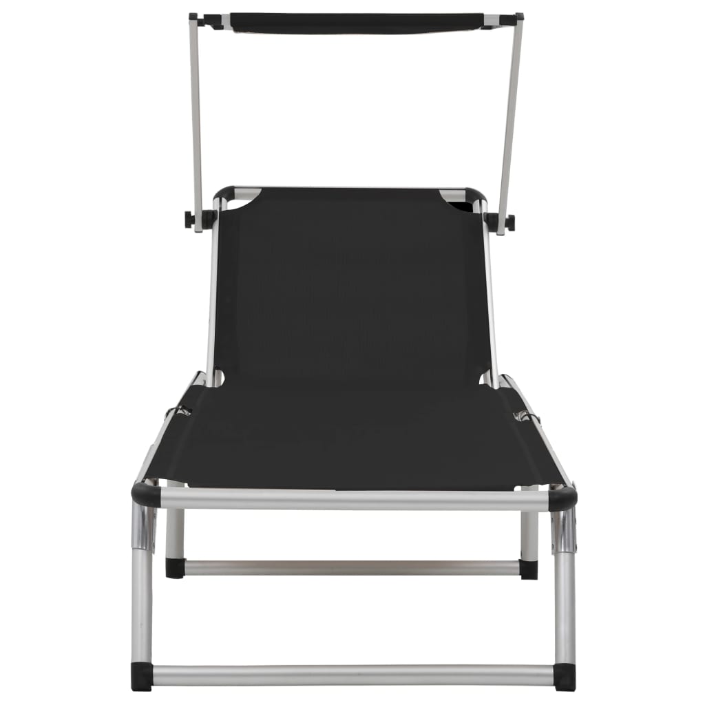 Sun Lounger | Black | Aluminium, Textilene | Standard adult size
