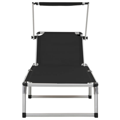 Sun Lounger | Black | Aluminium, Textilene | Standard adult size