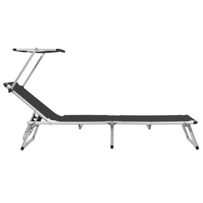 Sun Lounger | Black | Aluminium, Textilene | Standard adult size