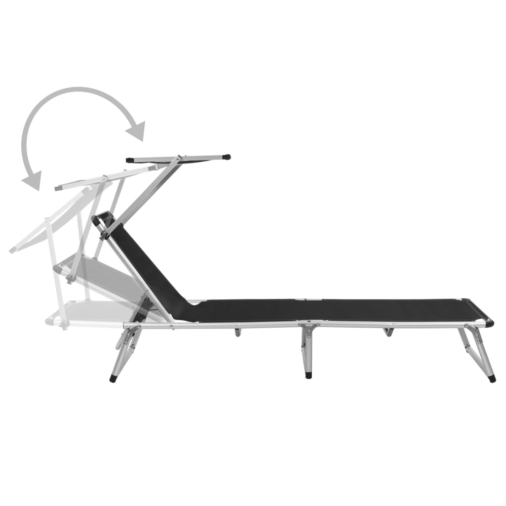 Sun Lounger | Black | Aluminium, Textilene | Standard adult size