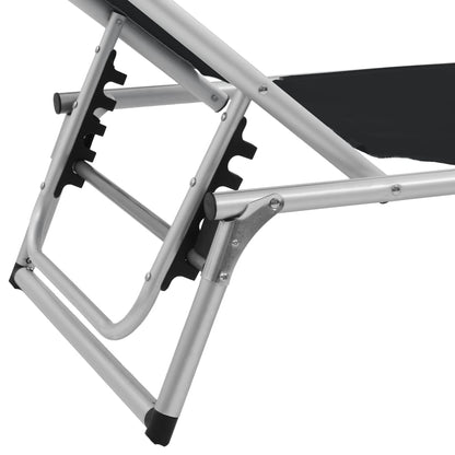 Sun Lounger | Black | Aluminium, Textilene | Standard adult size