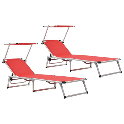 Sun Lounger | Red | Aluminium | Standard | Collapsible