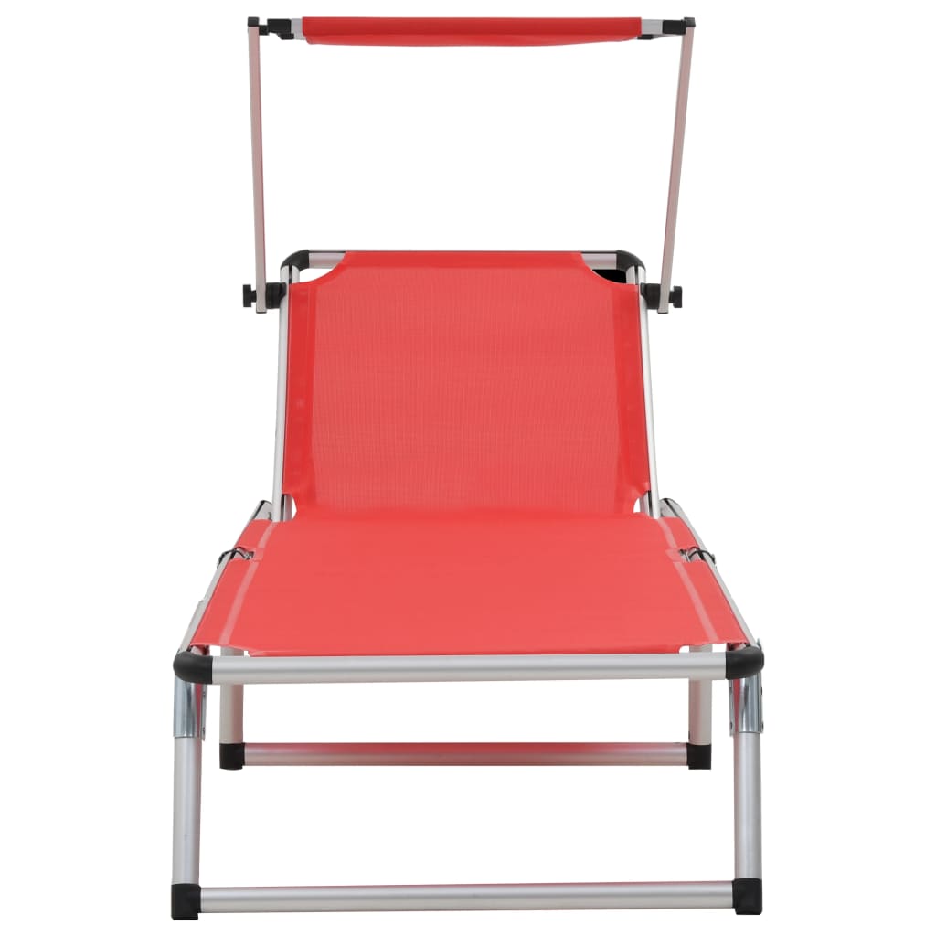 Sun Lounger | Red | Aluminium | Standard | Collapsible