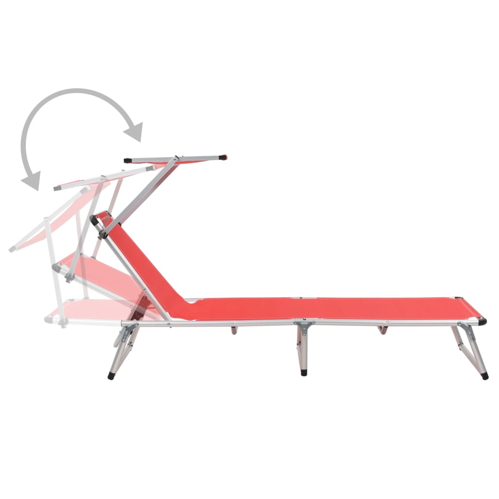 Sun Lounger | Red | Aluminium | Standard | Collapsible