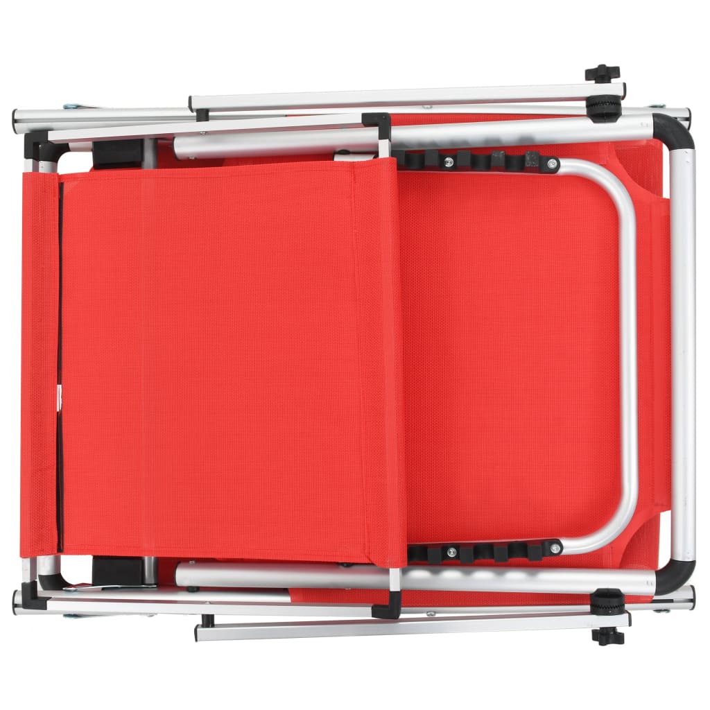 Sun Lounger | Red | Aluminium | Standard | Collapsible