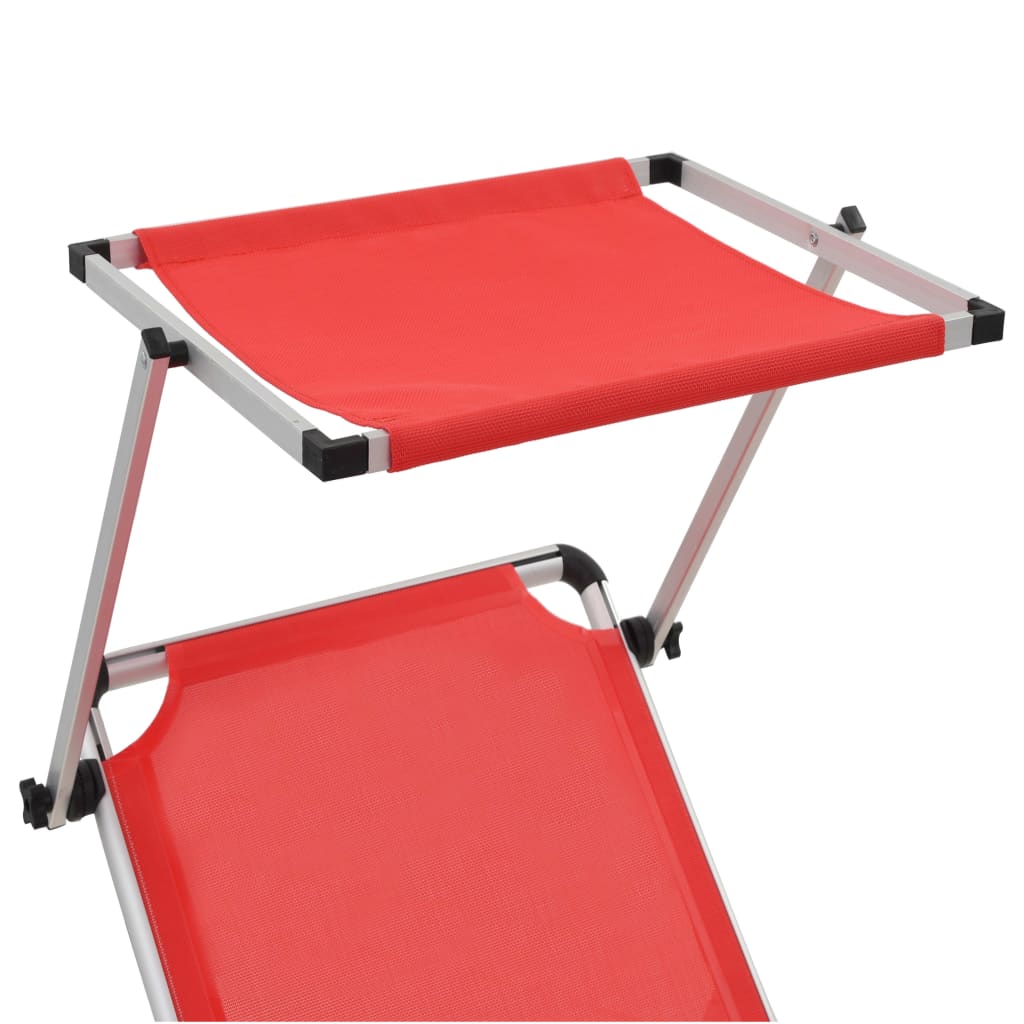 Sun Lounger | Red | Aluminium | Standard | Collapsible