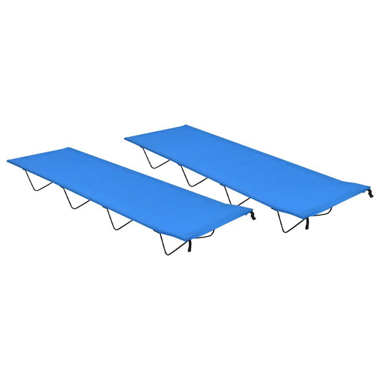 312483 vidaXL Camping Beds 2 pcs 180x60x19 cm Oxford Fabric and Steel Blue