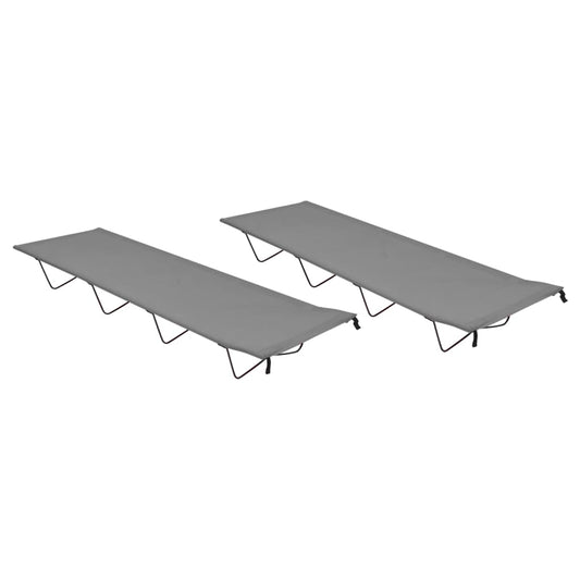 Camping Bed | Set of 2 | Grey | 600D oxford fabric and steel
