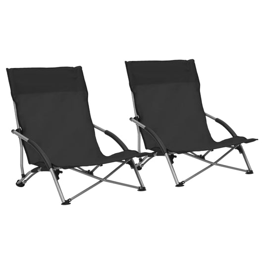 Beach Chair | Set of 2 | Black | Oxford fabric, Steel | Standard