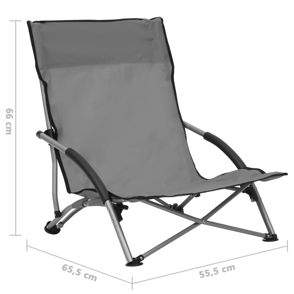 Beach Chair | Set of 2 | Grey | Oxford fabric, steel | Compact