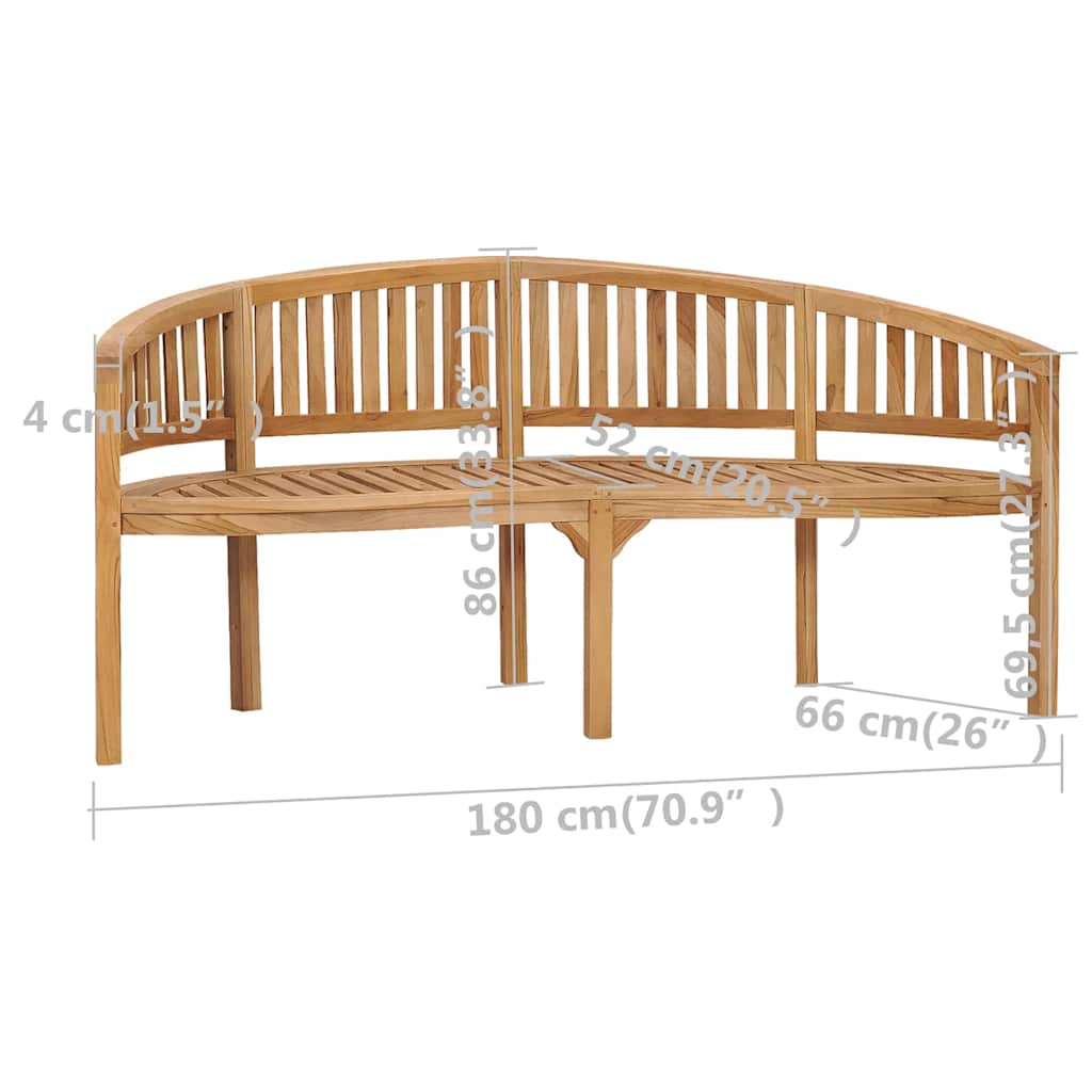 Banana Bench 180 cm Solid Teak Wood