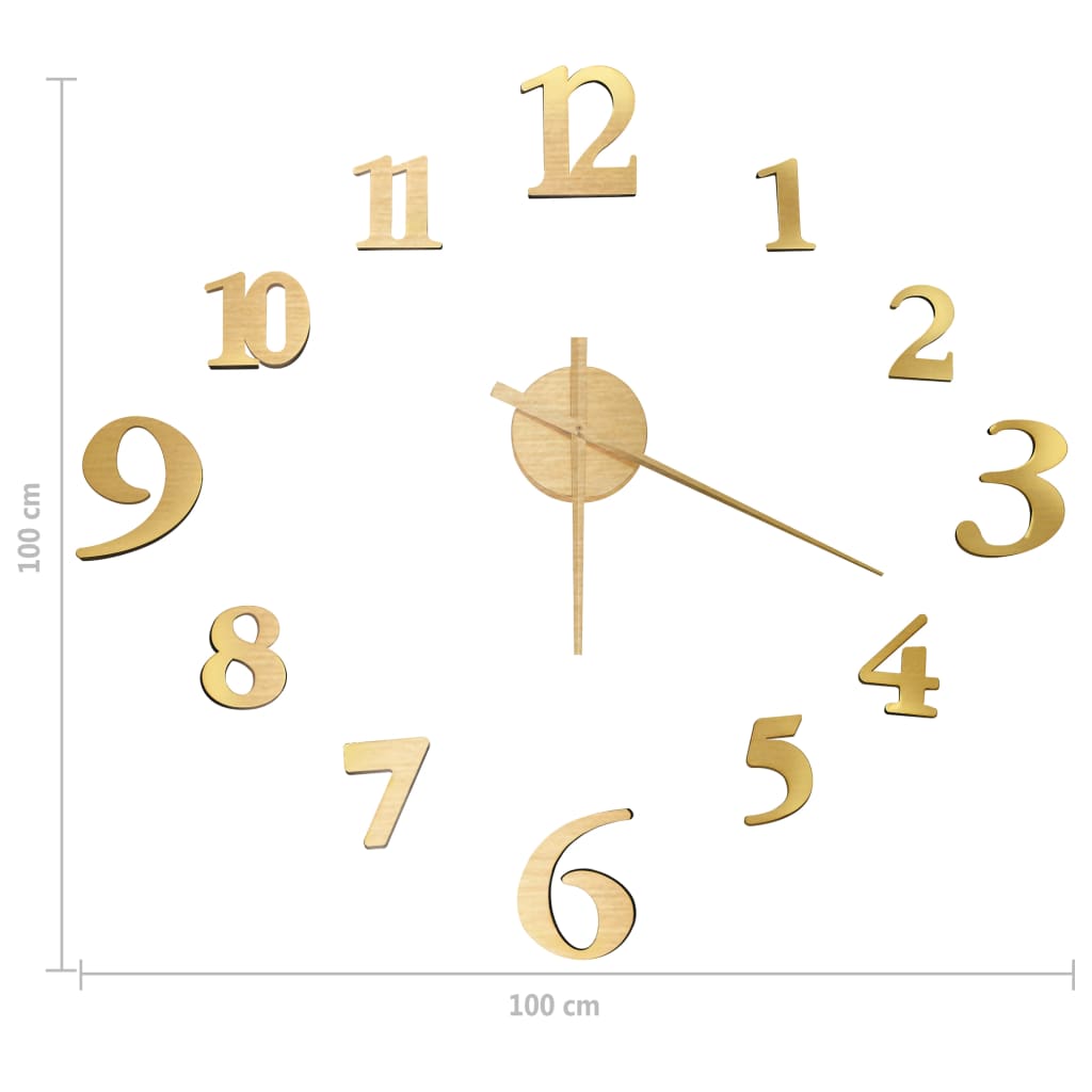 3d Wall Clock | Gold | Polyethylene | XXL | Wall mounting | 3D Wall Clock