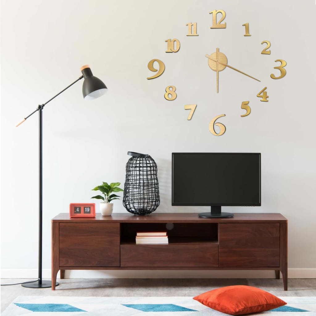 3d Wall Clock | Gold | Polyethylene | XXL | Wall mounting | 3D Wall Clock