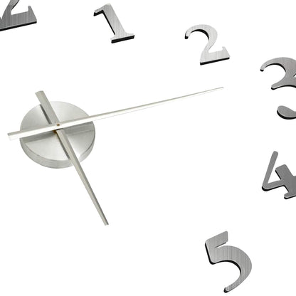 3D Wall Clock Modern Design Silver 100 cm XXL