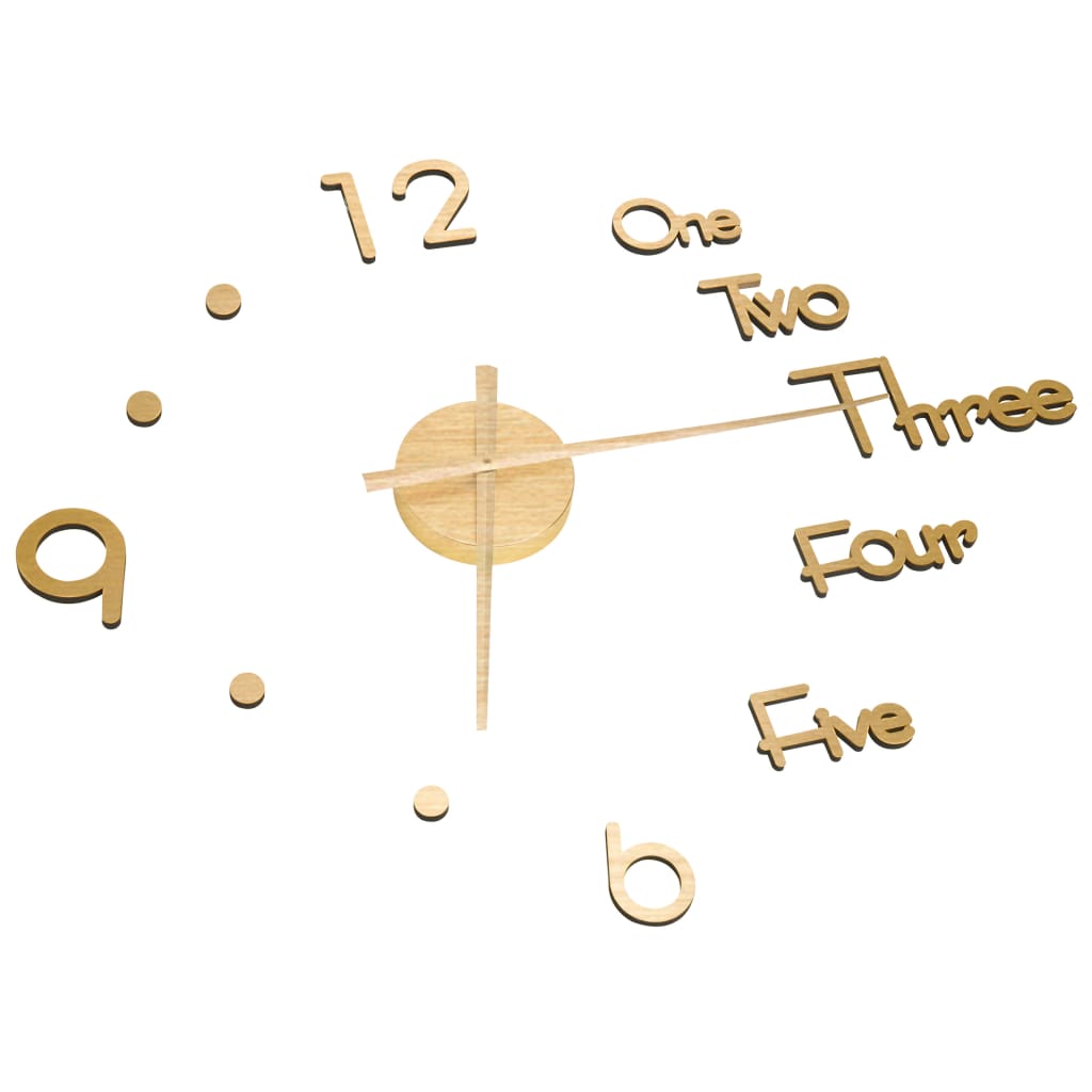 Installation of the 3D Wall Clock Modern Design Gold 100 cm XXL in a contemporary living room.
