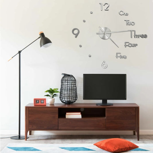 325155 vidaXL 3D Wall Clock Modern Design Silver 100 cm XXL