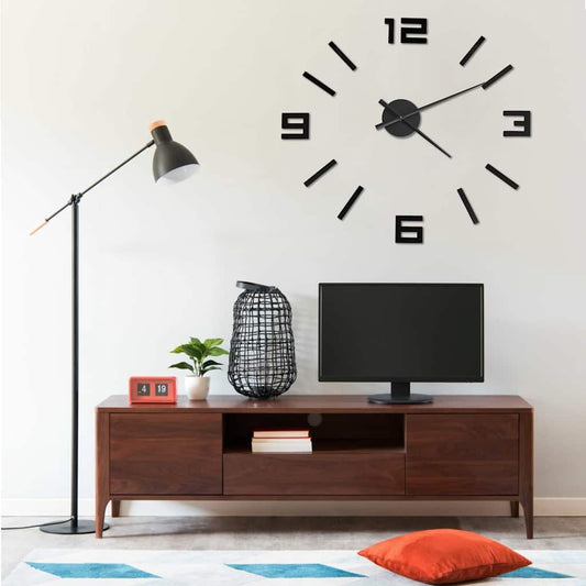 325156 vidaXL 3D Wall Clock Modern Design Black 100 cm XXL