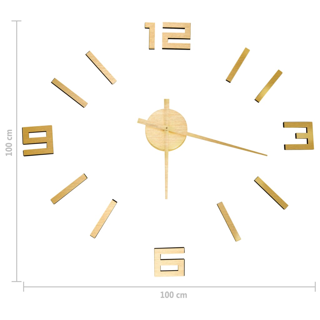 3D Wall Clock | Gold | EVA (ethylene-vinyl acetate) | XXL