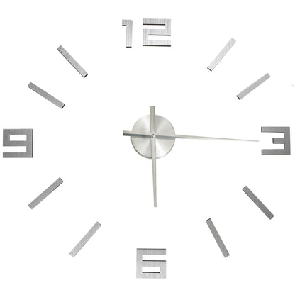 3D Wall Clock Modern Design Silver 100 cm XXL