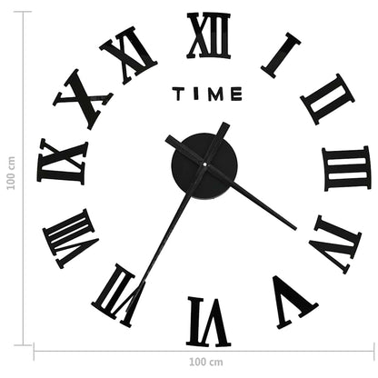 3d Wall Clock | Black | EVA (ethylene-vinyl acetate) | XXL | Modern