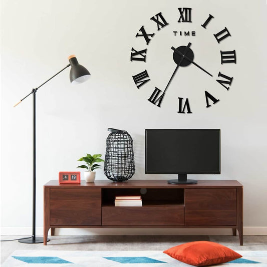 325159 vidaXL 3D Wall Clock Modern Design Black 100 cm XXL