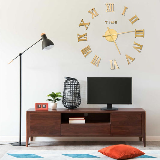325160 vidaXL 3D Wall Clock Modern Design Gold 100 cm XXL