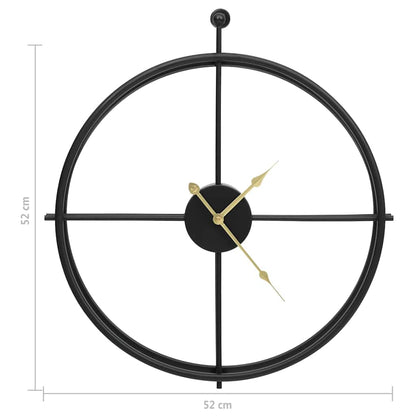 Wall Clock | Black | Iron | 52 cm |  Decorative Inlays  | Wall Clock