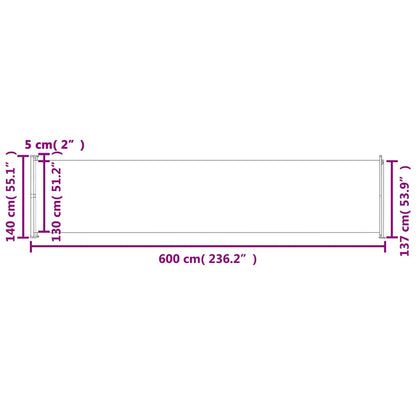 313370 vidaXL Patio Retractable Side Awning 140x600 cm Cream