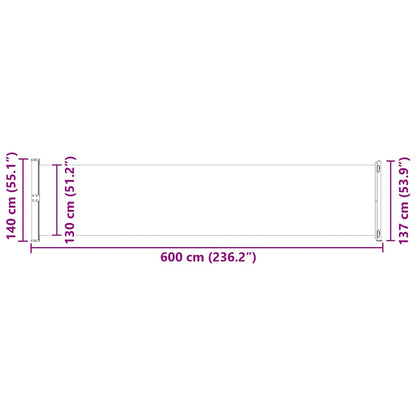Patio Retractable Side Awning 140x600 cm Brown