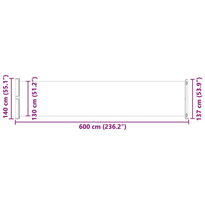 Patio Retractable Side Awning 140x600 cm Brown
