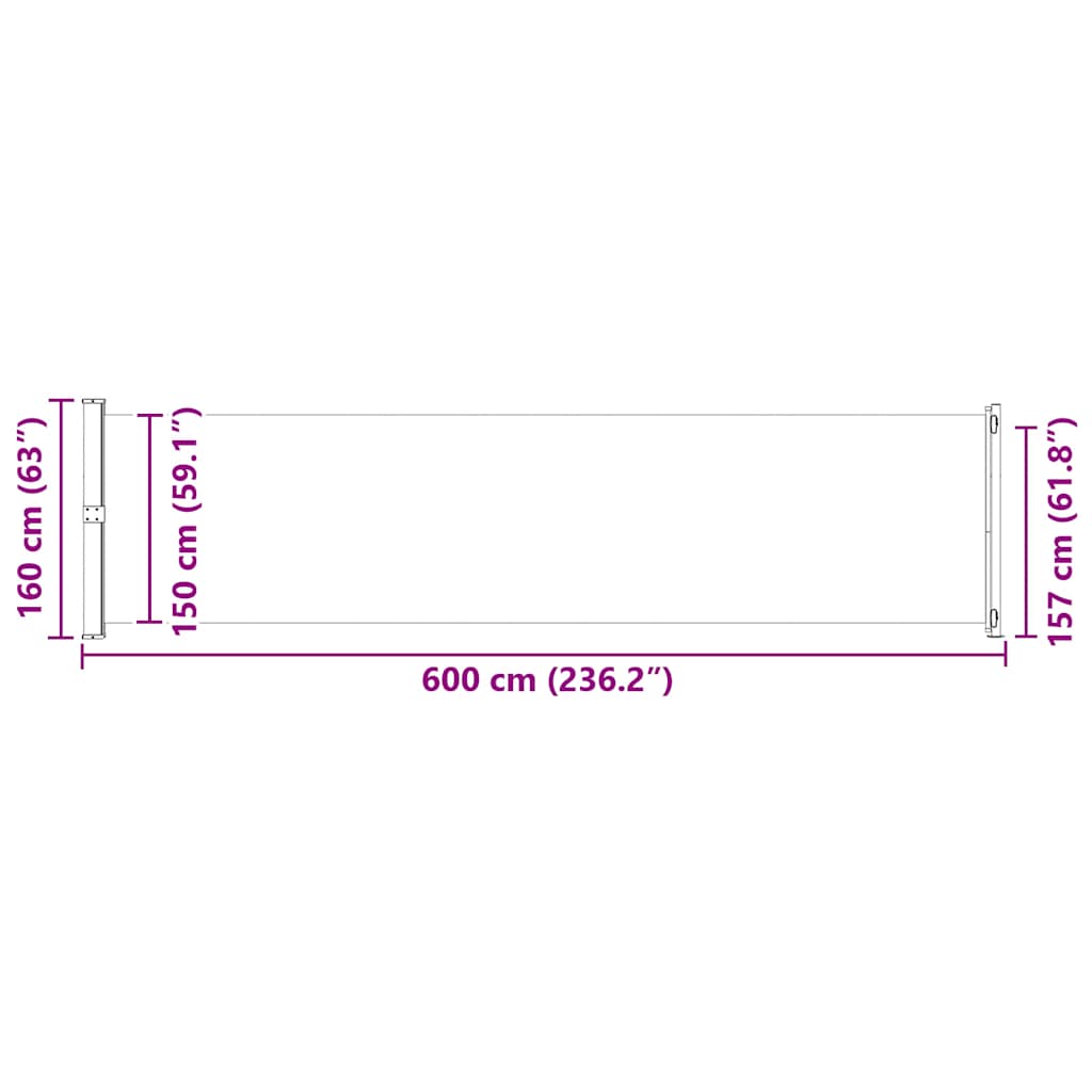 Patio Retractable Side Awning 600x160 cm Cream
