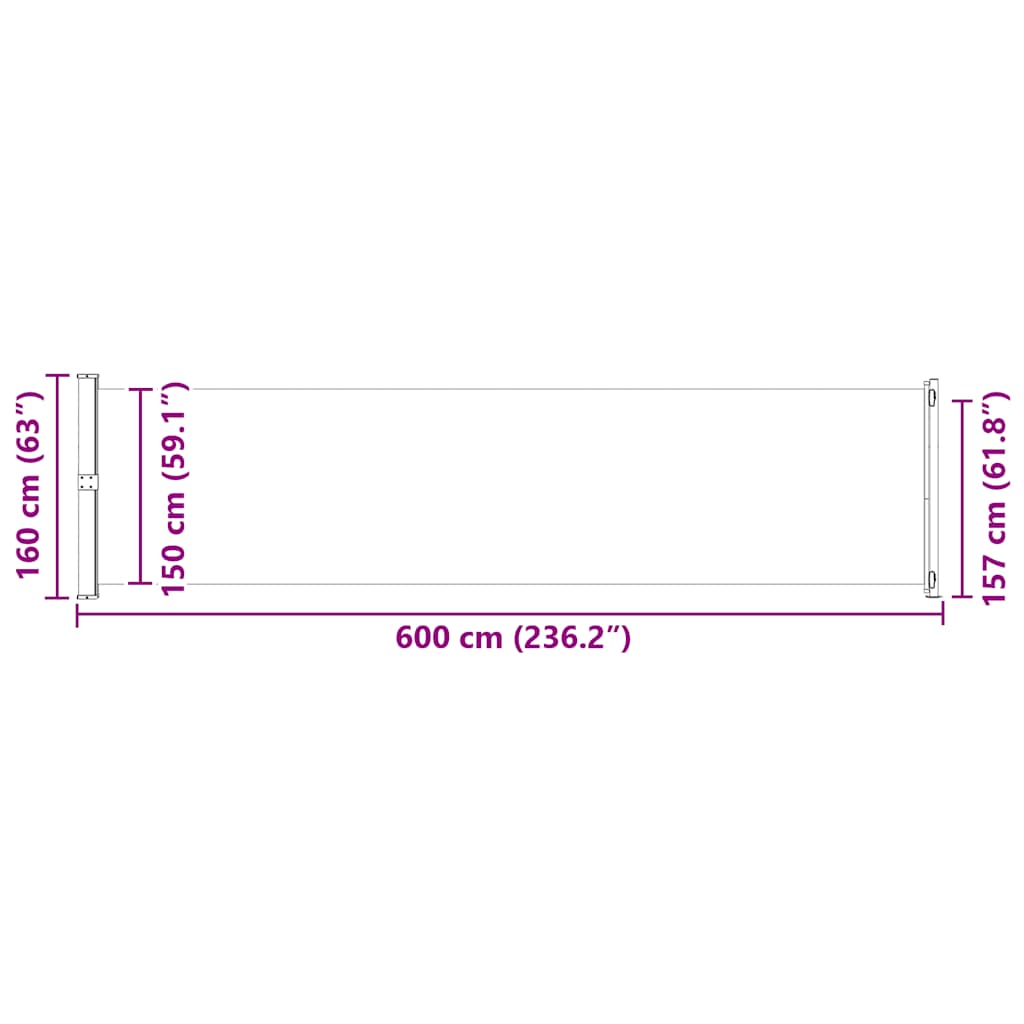 Patio Retractable Side Awning 600x160 cm Brown