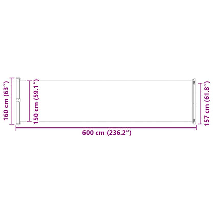 Patio Retractable Side Awning 600x160 cm Brown