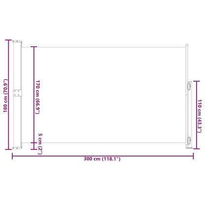 Patio Retractable Side Awning 180x300 cm Brown